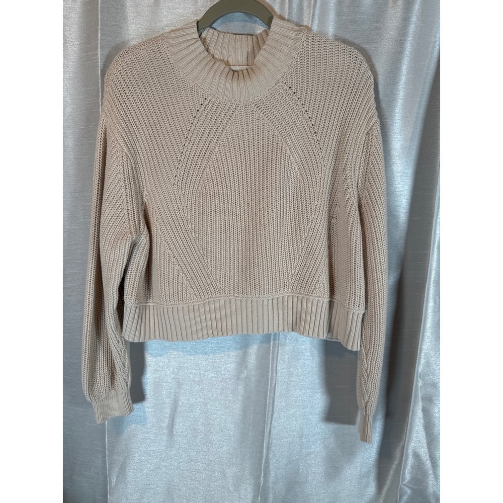 Aeropostale Sweater Womens‎ XL Extra Large Beige Knit Long Sleeve Cropped